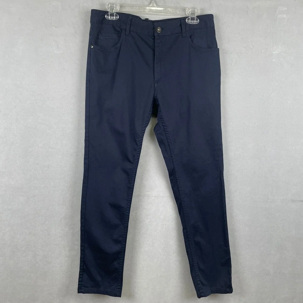 Zara Man Basic Collection Navy Blue Slim Fit Classic Chino Tailored Pants Men 34